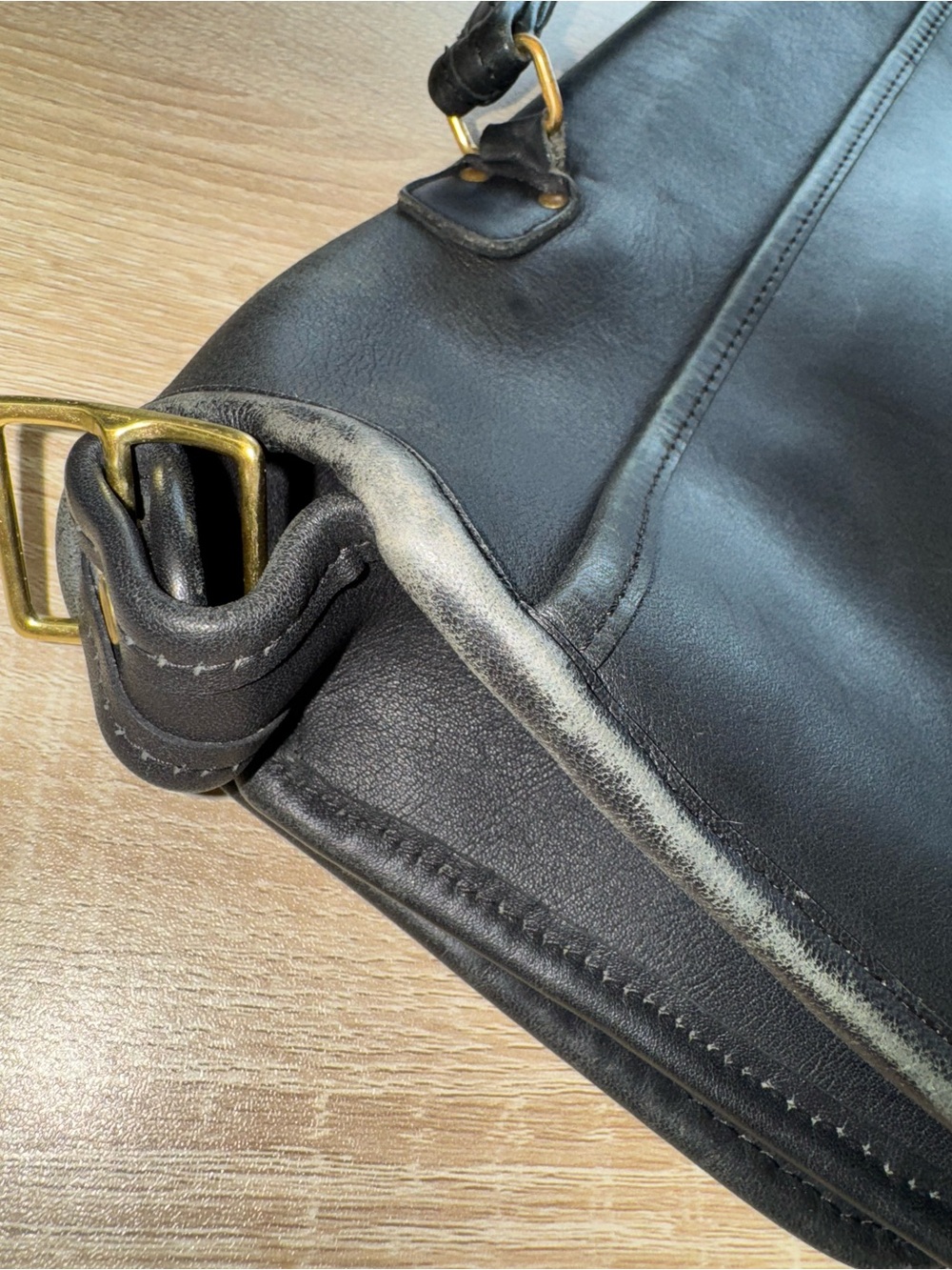 VINTAGE COACH BLACK LEATHER BUCKLE CLOSURE BRIEFCASE - Picture 10 of 14